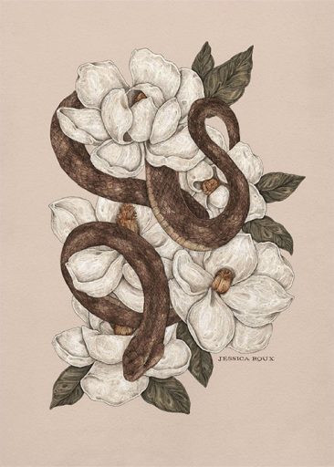 Snake and Magnolias by Jessica Roux